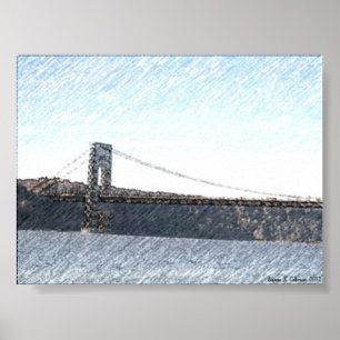 GEORGE WASHINGTON BRIDGE EN HUDSON RIVER UITZICHT POSTER
