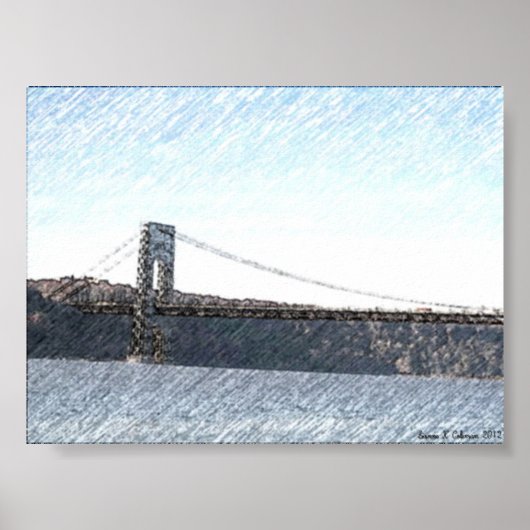 GEORGE WASHINGTON BRIDGE EN HUDSON RIVER UITZICHT POSTER (Voorkant)