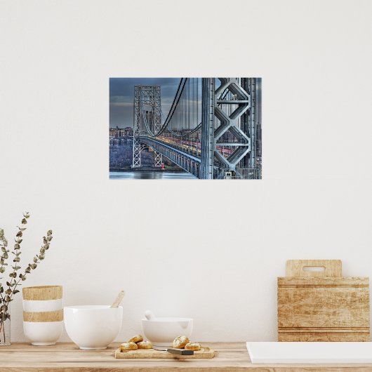 George Washington Bridge & The Red Lighthouse NYC Poster (Keuken)
