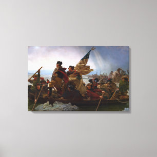 George Washington die de rivier de Delaware overst Canvas Afdruk