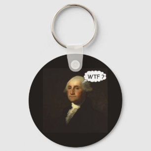 George Washington die ronddraait in zijn Grijze Fu Sleutelhanger