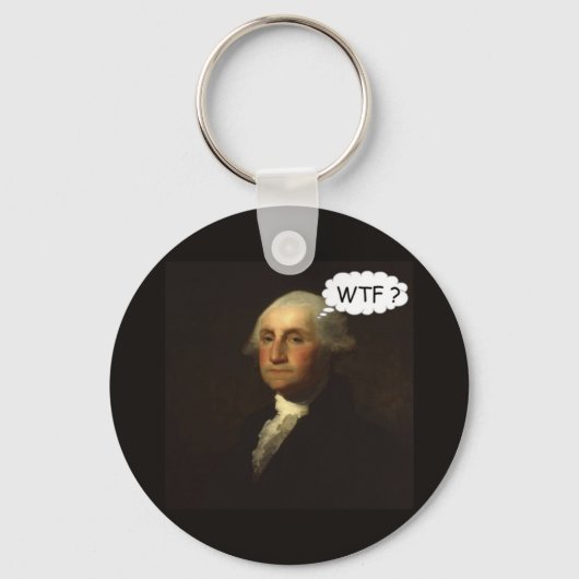 George Washington die ronddraait in zijn Grijze Fu Sleutelhanger (Voorkant)