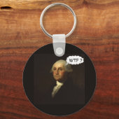 George Washington die ronddraait in zijn Grijze Fu Sleutelhanger (Voorkant)