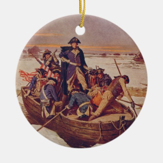 George Washington door de Delaware Keramisch Ornament (Voorkant)