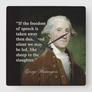 George Washington Freedom of Speech Quote Clock Vierkante Klok