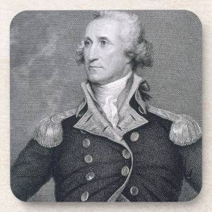 George Washington, gegraveerd door Asher Brown Dur Drankjes Onderzetter