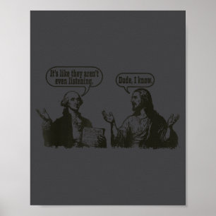 George Washington Jezus Grappig Historisch Religie Poster