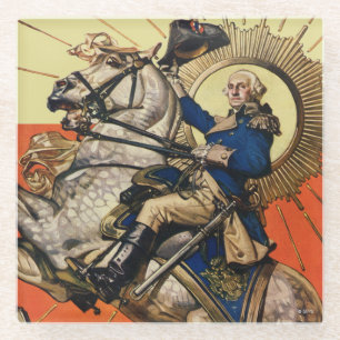 George Washington op Horseback Glazen Onderzetter