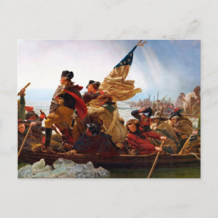 George Washington over de rivier de Delaware Briefkaart