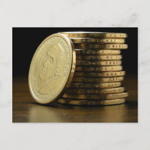 George Washington President $1 Coin Stack Briefkaart