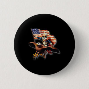 George Washington Riding A Bald Eagle Patriotic Wo Ronde Button 5,7 Cm