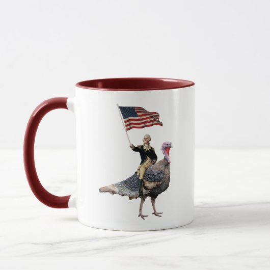 George Washington Riding A Turkey Thanksgiving Mok (Links)