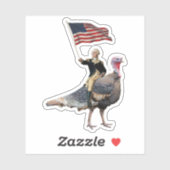 George Washington Riding A Turkey Thanksgiving Sticker (Vel)