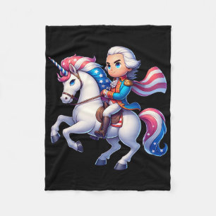 George Washington rijdt op een eenhoorn 4 juli vin Fleece Deken