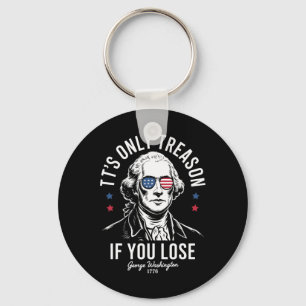 George Washington rijdt op haai Funny 4 juli Ameri Sleutelhanger
