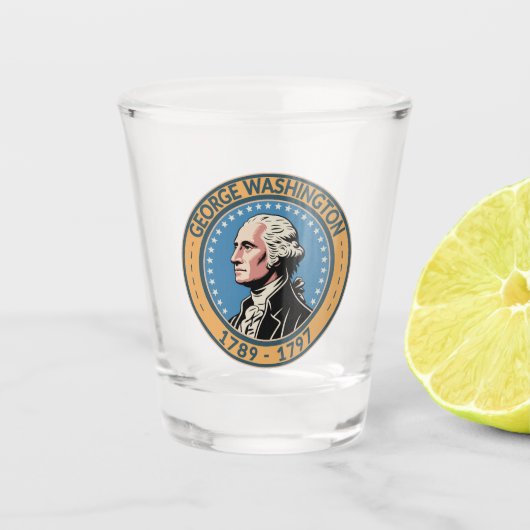 George Washington US President Illustration Badge Shot Glas (Voorkant)
