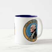 George Washington US President Illustration Badge Tweekleurige Koffiemok (Voorkant rechts)