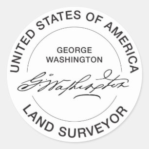 George Washington USA Land Surveyor Seal Ronde Sticker