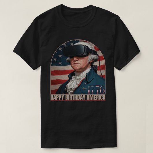 George Washington VR  Gefeliciteerd Amerika met je T-shirt (Design voorkant)