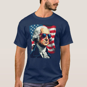 George Washington Zonnebril Amerikaanse vlag T-shi T-shirt