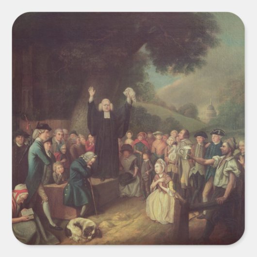 George Whitefield preken Vierkante Sticker (Voorkant)