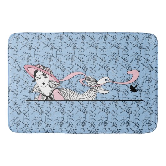 Georges Barbier 1920 Mode Lady en Bird Badmat (Voorkant)