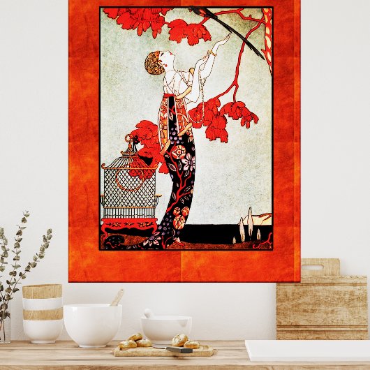 Georges Barbier Art Déco en Orange (Cuisine)