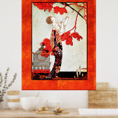 Georges Barbier Art Deco in Sinaasappel Poster (Keuken)