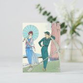 Georges Barbier Lady à la plage Carte postale (Debout devant)