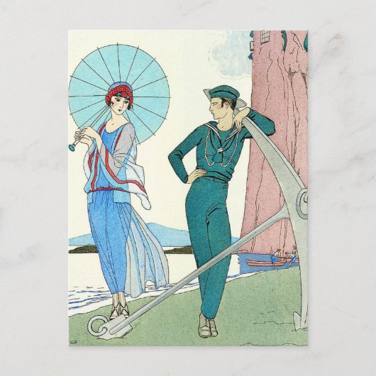 Georges Barbier Lady à la plage Carte postale (Devant)