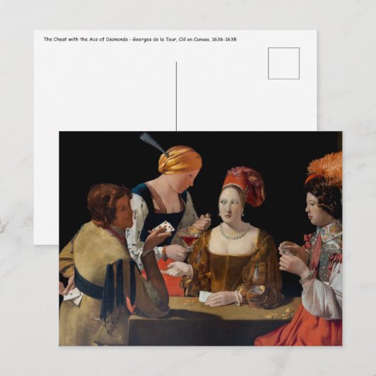 Georges de la Tour - Valsspeler met de ruitenaas Briefkaart (Voorkant / Achterkant)