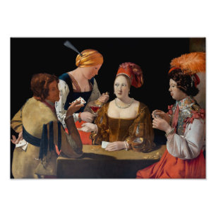 Georges de la Tour - Valsspeler met ruitenaas Foto Afdruk