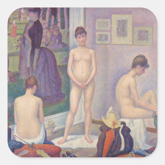 Georges Seurat - De modellen Vierkante Sticker (Voorkant)