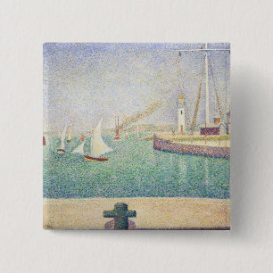 Georges Seurat - Toegang tot de haven van Honfleur Vierkante Button 5,1 Cm