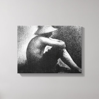 Georges Seurat - Zittend jongetje in stro pet Canvas Afdruk