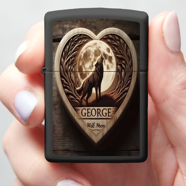 George's Wolf Moon Carving (In Hand)