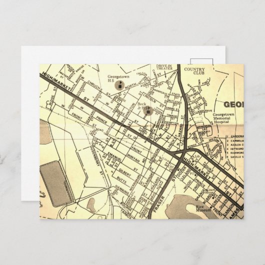 Georgetown, SC  Map Briefkaart (Voorkant / Achterkant)