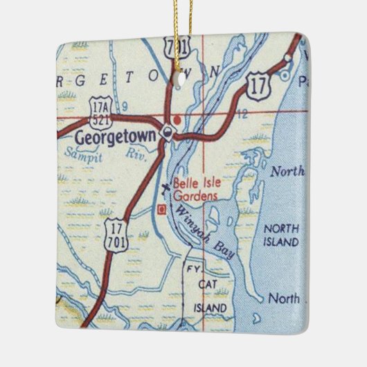 Georgetown SC Map Keramisch Ornament (Links)