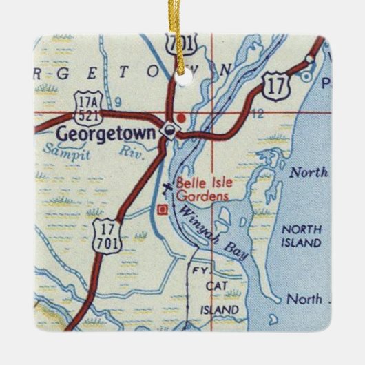 Georgetown SC Map Keramisch Ornament (Voorkant)