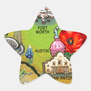 Georgetown Texas Cartoon Map Ster Sticker