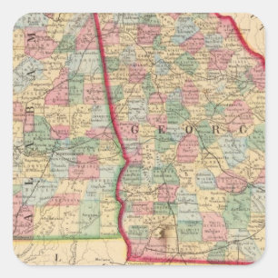 Georgia, Alabama Map door Mitchell Vierkante Sticker
