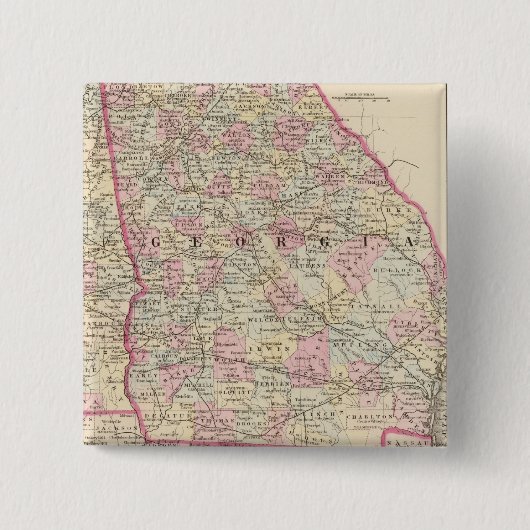 Georgia, Alabama Vierkante Button 5,1 Cm (Voorkant)