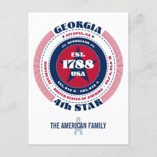 Georgia, Atlanta GA, Patriottisch, Monogram Briefkaart