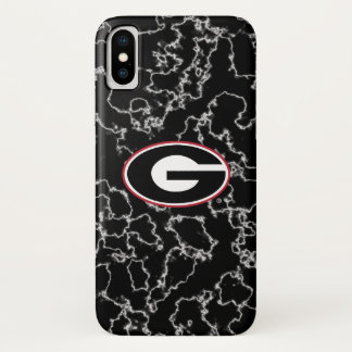 Georgia Bulldogs Logo | Zwarte marmer iPhone X Hoesje