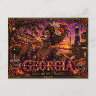 Georgia Día de los Muertos Retro Briefkaart