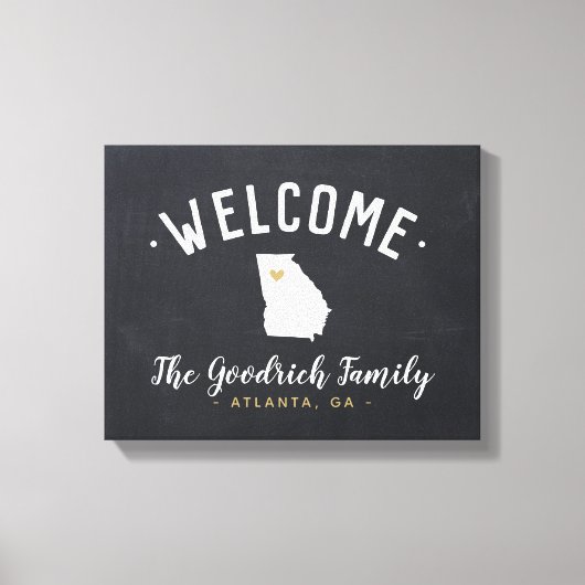 Georgia Familie Monogram Welkomstbord Canvas Afdruk (Voorkant)
