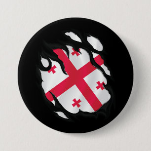 Georgia Gescheurde Vlag Ronde Button 7,6 Cm