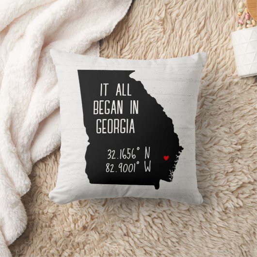 Georgia GPS-coördinaten met hart Kussen (Deken)