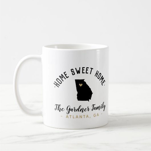 Georgia Home Sweet Home Famille Monogramme Mug (Gauche)