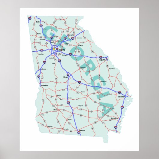Georgia Interstate Map Print (Voorkant)